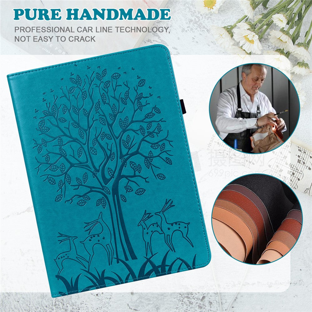 For Amazon Kindle Paperwhite 6 (2022) PU Leather Tablet Case Tree Deer Imprinted Stand Cover with Card Holder