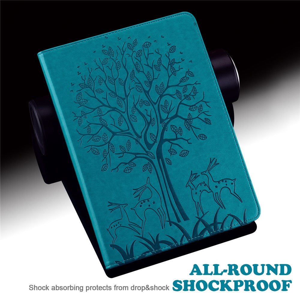 For Amazon Kindle Paperwhite 6 (2022) PU Leather Tablet Case Tree Deer Imprinted Stand Cover with Card Holder