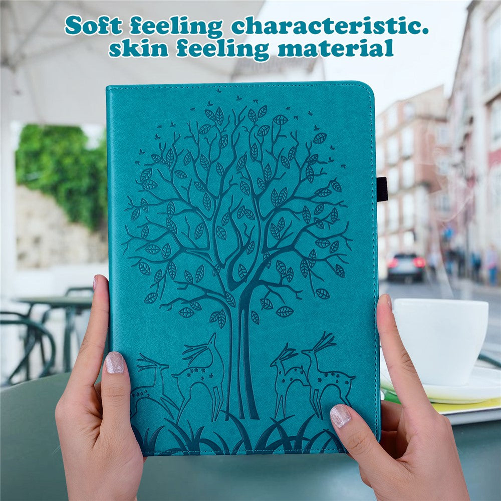 For Amazon Kindle Paperwhite 6 (2022) PU Leather Tablet Case Tree Deer Imprinted Stand Cover with Card Holder