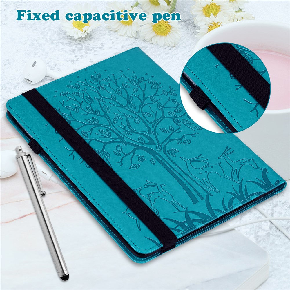 For Amazon Kindle Paperwhite 6 (2022) PU Leather Tablet Case Tree Deer Imprinted Stand Cover with Card Holder