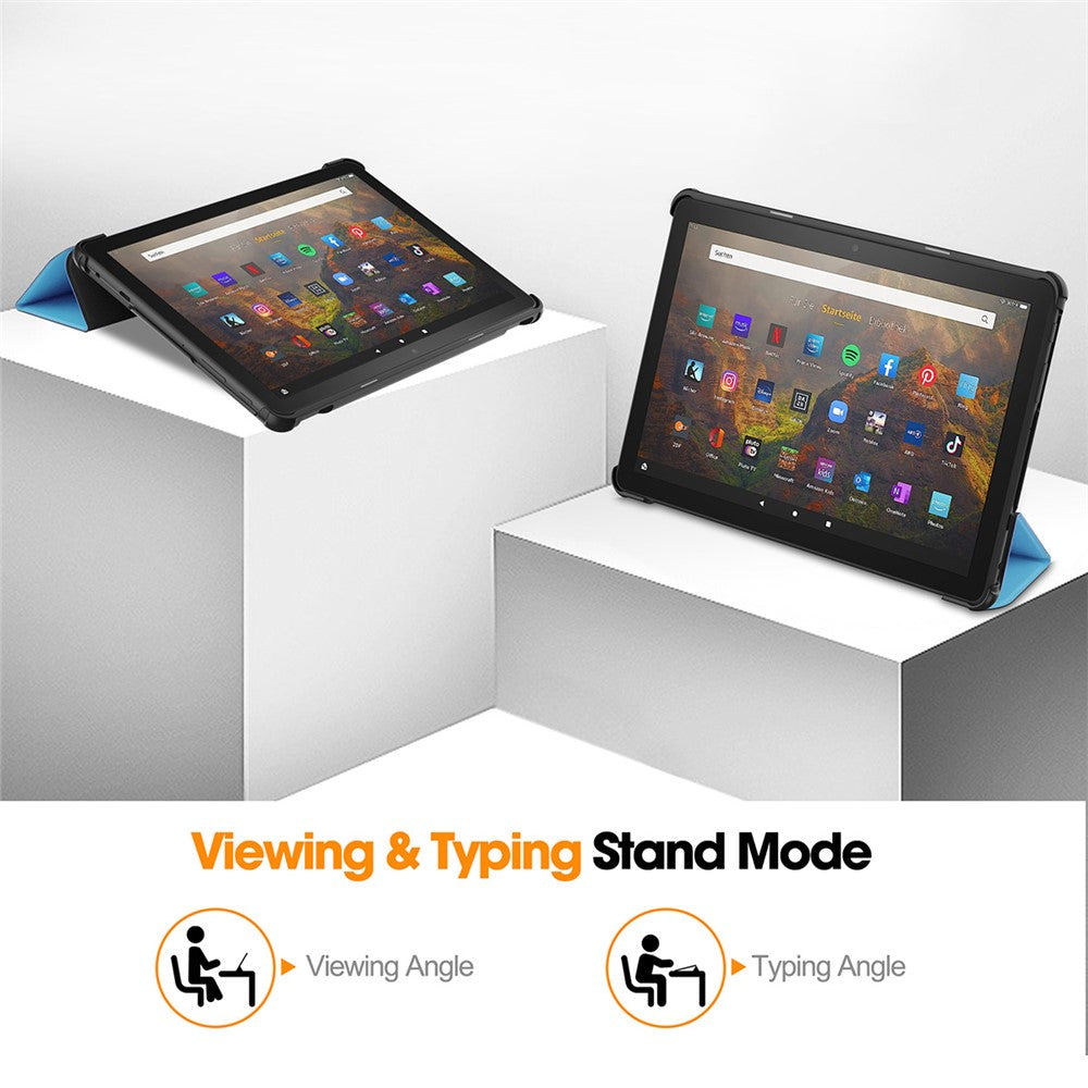 ENKAY HAT PRINCE Trifold Stand Cover for Amazon Fire HD 10 (2023) , PU Leather+PC Auto Wake / Sleep Tablet Case
