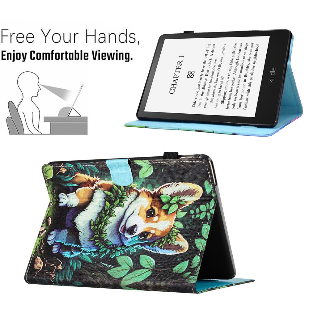 For Amazon Kindle 11th (2024) / 6'' (2022) Case Pattern Printing Leather Wallet E-Reader Cover