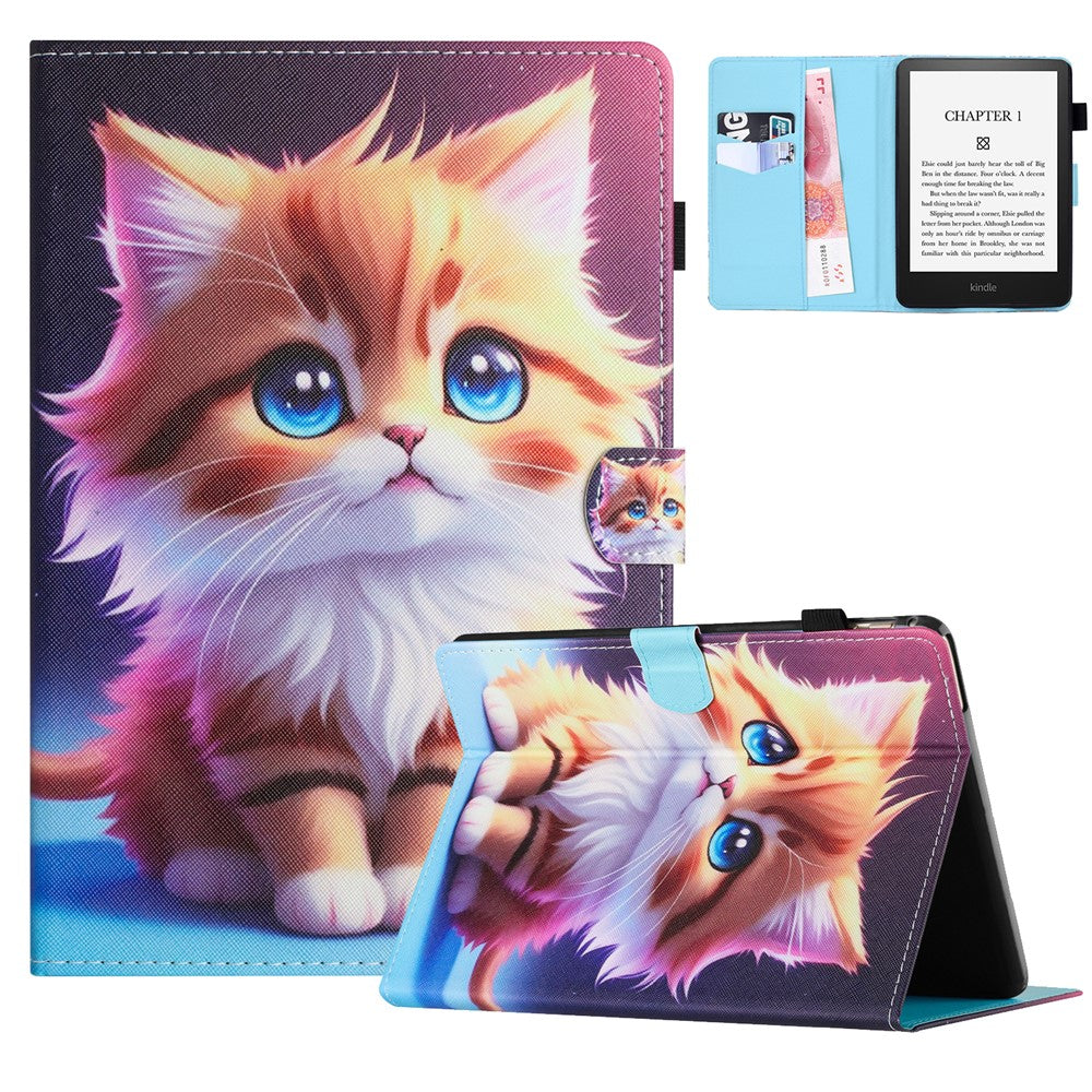 For Amazon Kindle 11th (2024) / 6'' (2022) Case Pattern Printing Leather Wallet E-Reader Cover