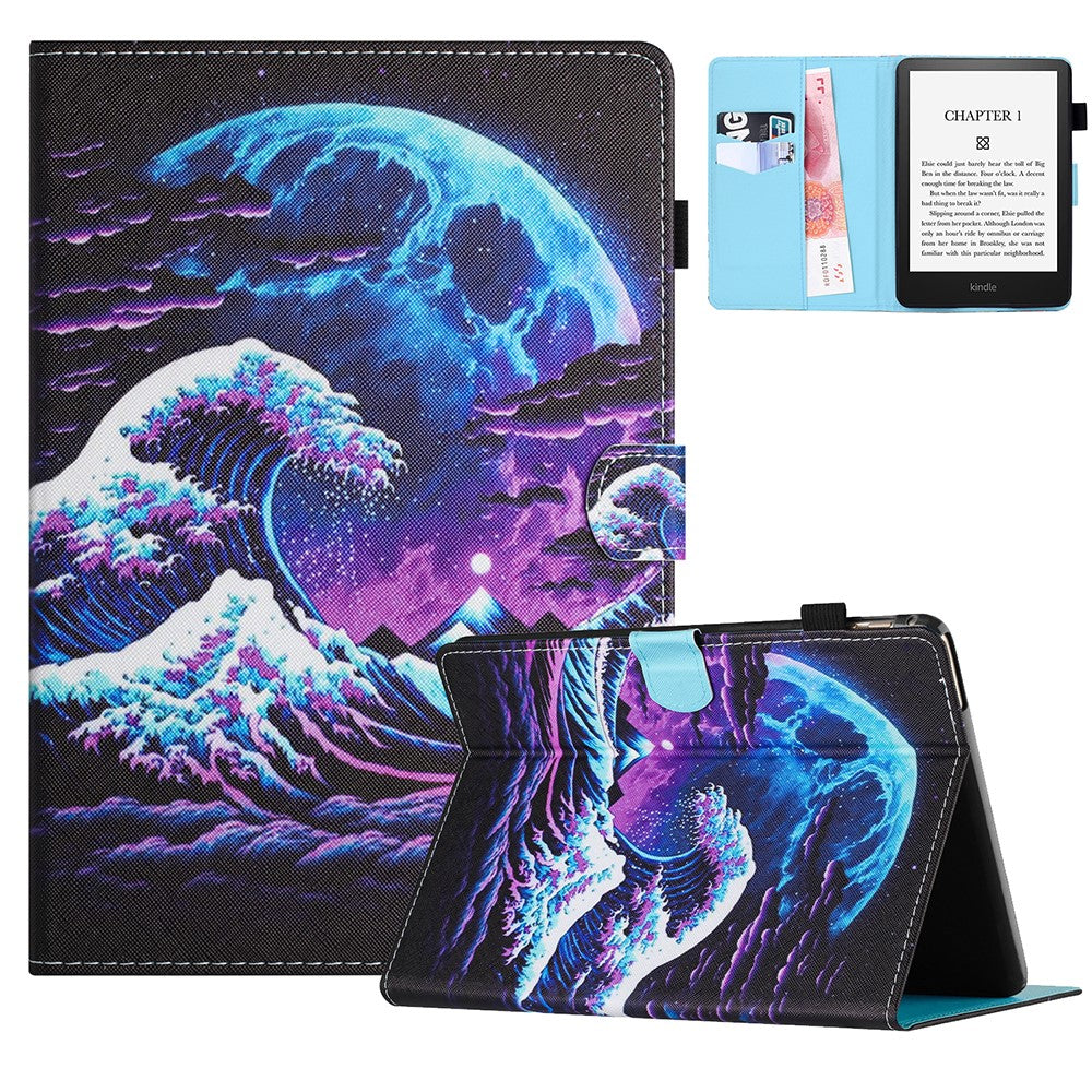 For Amazon Kindle 11th (2024) / 6'' (2022) Case Pattern Printing Leather Wallet E-Reader Cover