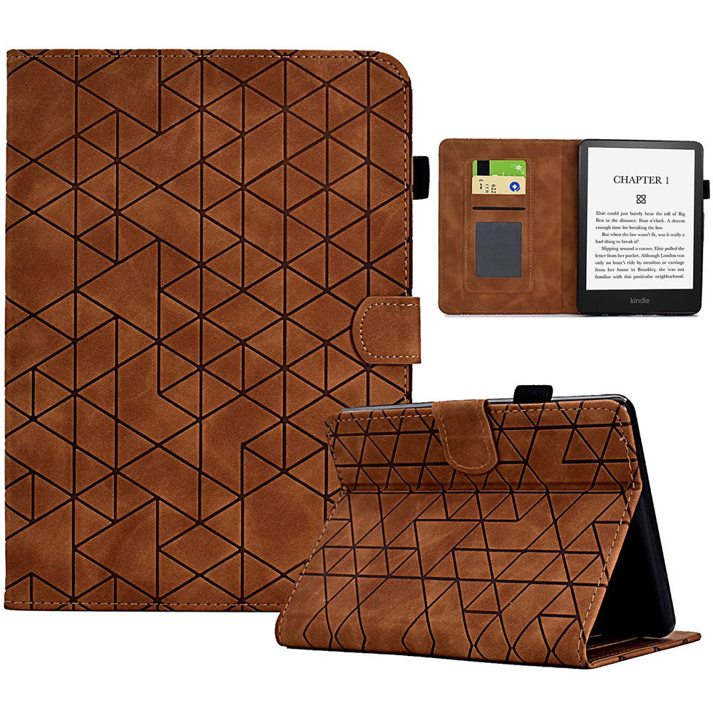 For Amazon Kindle 11th (2024) / 6'' (2022) Case Anti-Drop PU Leather Rhombus Pattern Stand E-Reader Cover