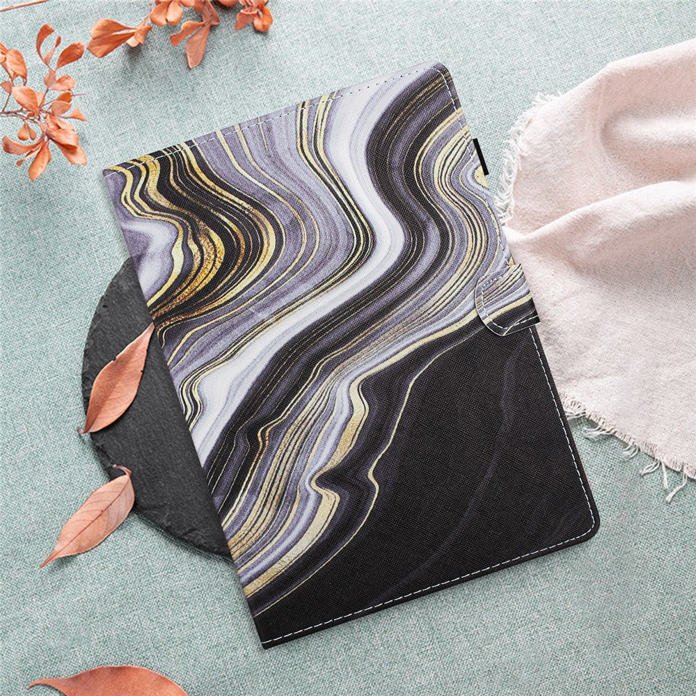 For Amazon Kindle Paperwhite (2015) / 2 (2015) / 3 (2015) / 4 (2018) Case PU Leather Smart Tablet Cover- Black+Gold Marble
