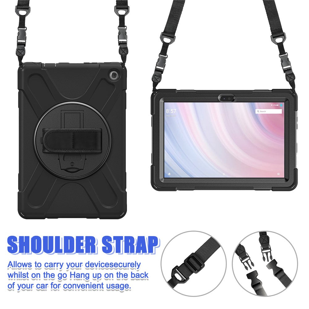 For Amazon Fire HD 10 (2023) Protective Cover Kickstand Tablet Case with Hand Strap / Shoulder Strap