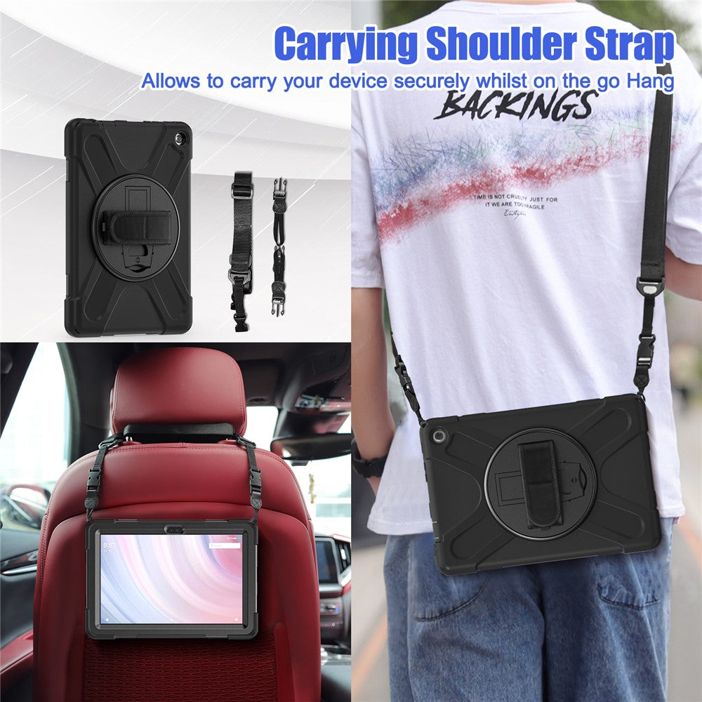 For Amazon Fire HD 10 (2023) Protective Cover Kickstand Tablet Case with Hand Strap / Shoulder Strap