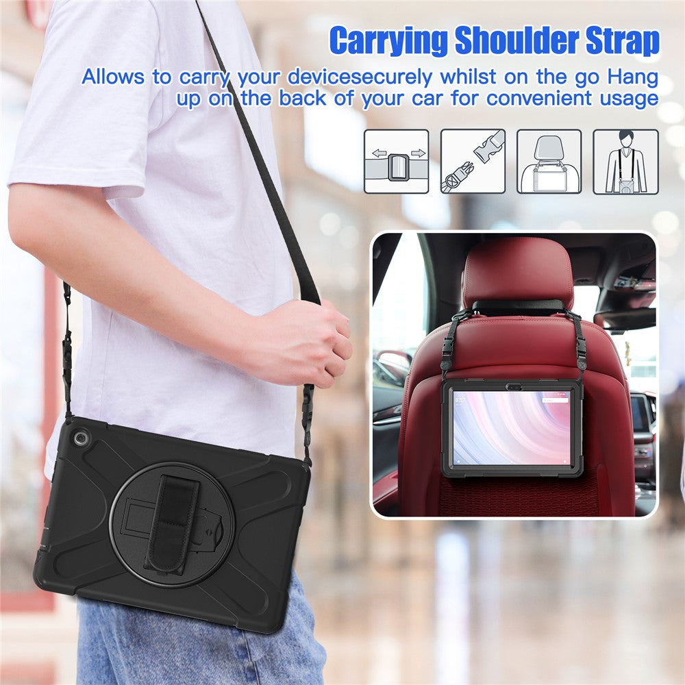 For Amazon Fire HD 10 (2023) Protective Cover Kickstand Tablet Case with Hand Strap / Shoulder Strap