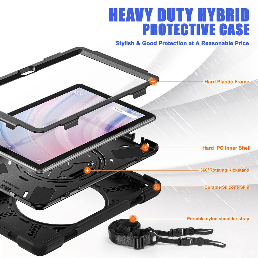 For Amazon Fire HD 10 (2023) Protective Cover Kickstand Tablet Case with Hand Strap / Shoulder Strap