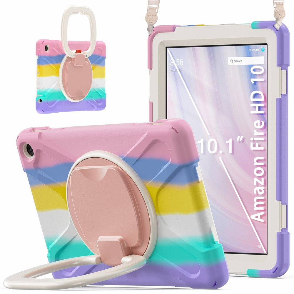 For Amazon Fire HD 10 (2023) Case Kickstand Rugged Tablet Cover with Shoulder Strap
