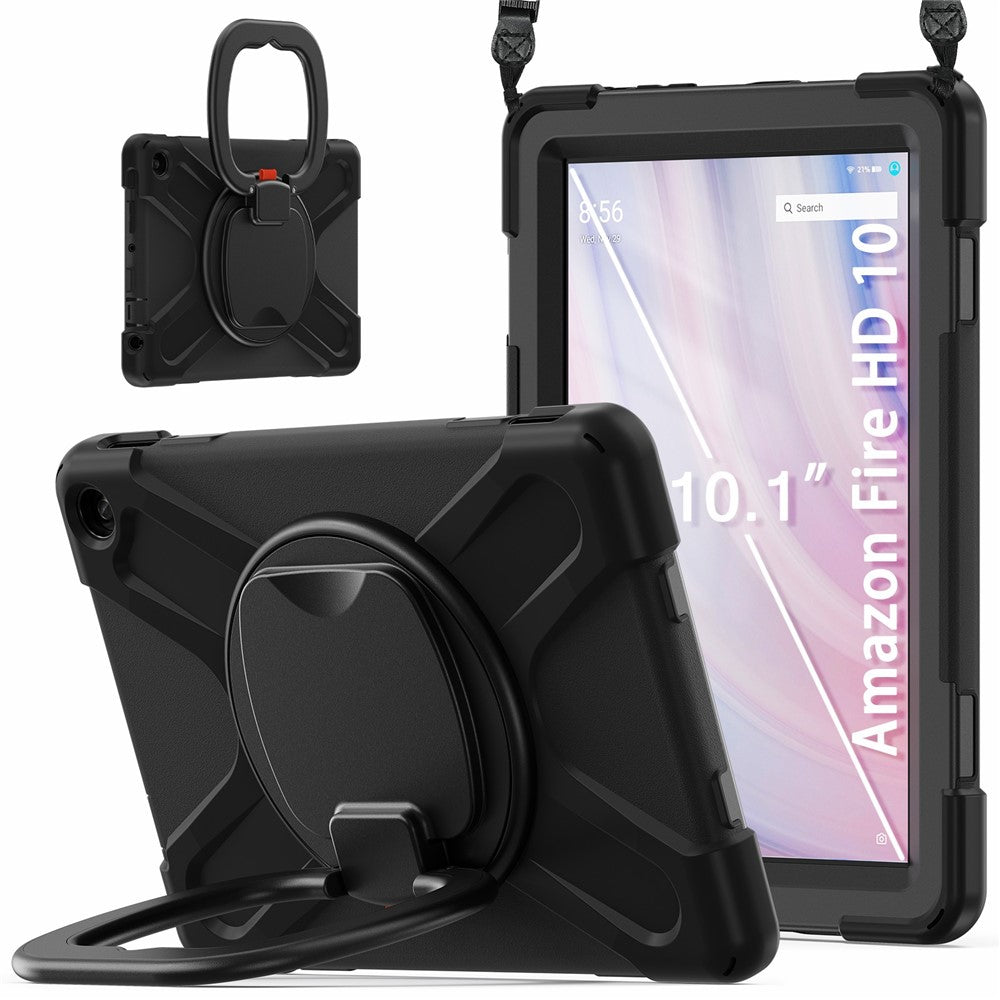 For Amazon Fire HD 10 (2023) Case Kickstand Rugged Tablet Cover with Shoulder Strap