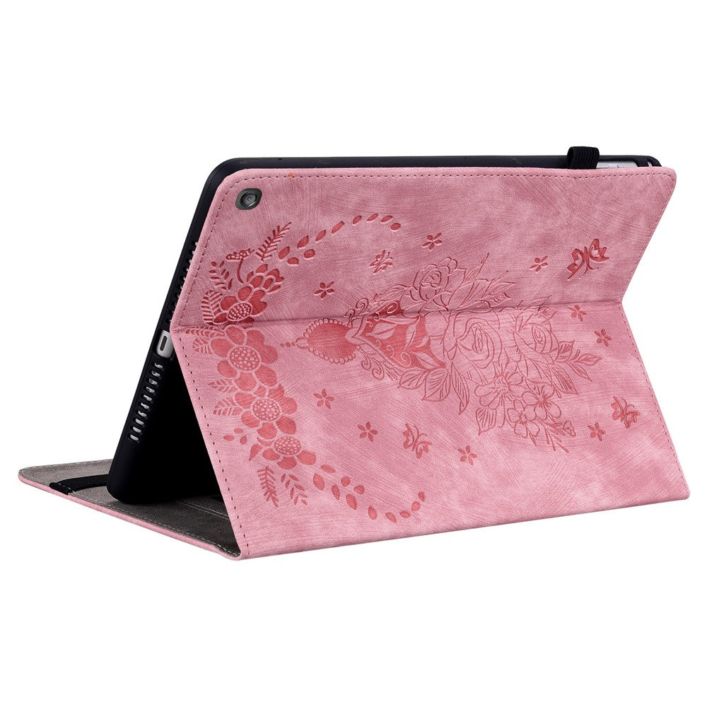 For Amazon Fire HD 10 (2023) Tablet Case Card Holder Butterfly Rose Imprinted PU Leather Cover