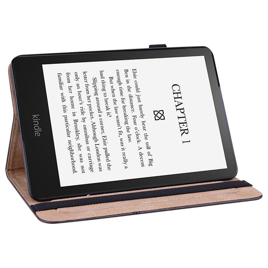 For Amazon Kindle Paperwhite (2024) / Kindle Colorsoft Case PU Leather Line Imprinted Cover with Elastic Band