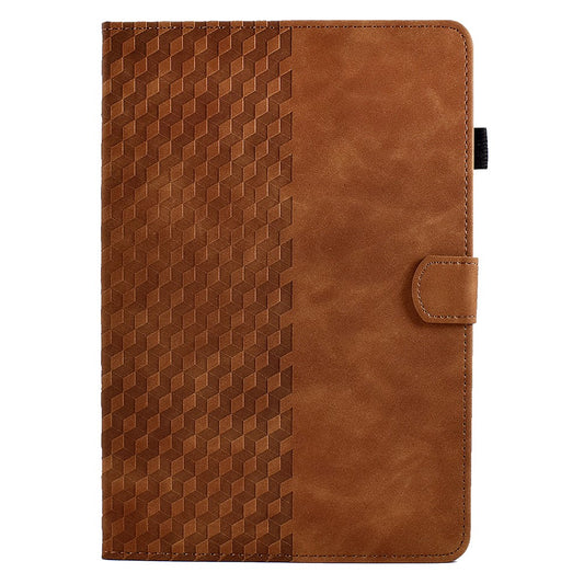 A6 For Amazon Fire HD 10 (2023) Leather Case Block Pattern Imprinted Card Slots Tablet Cover