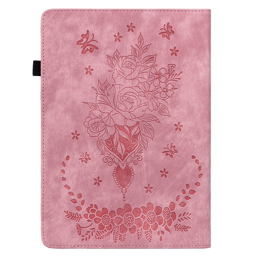 For Amazon Kindle Paperwhite (2024) / Kindle Colorsoft Leather Case Card Holder Rose Flower E-Reader Cover