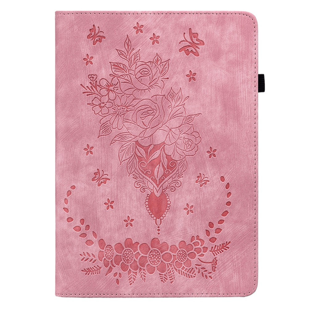 For Amazon Kindle Paperwhite (2024) / Kindle Colorsoft Leather Case Card Holder Rose Flower E-Reader Cover