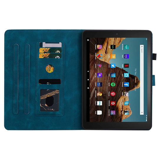 For Amazon Fire HD 10 (2023) Case with Card Slots Leather Tablet Cover Lily Flower