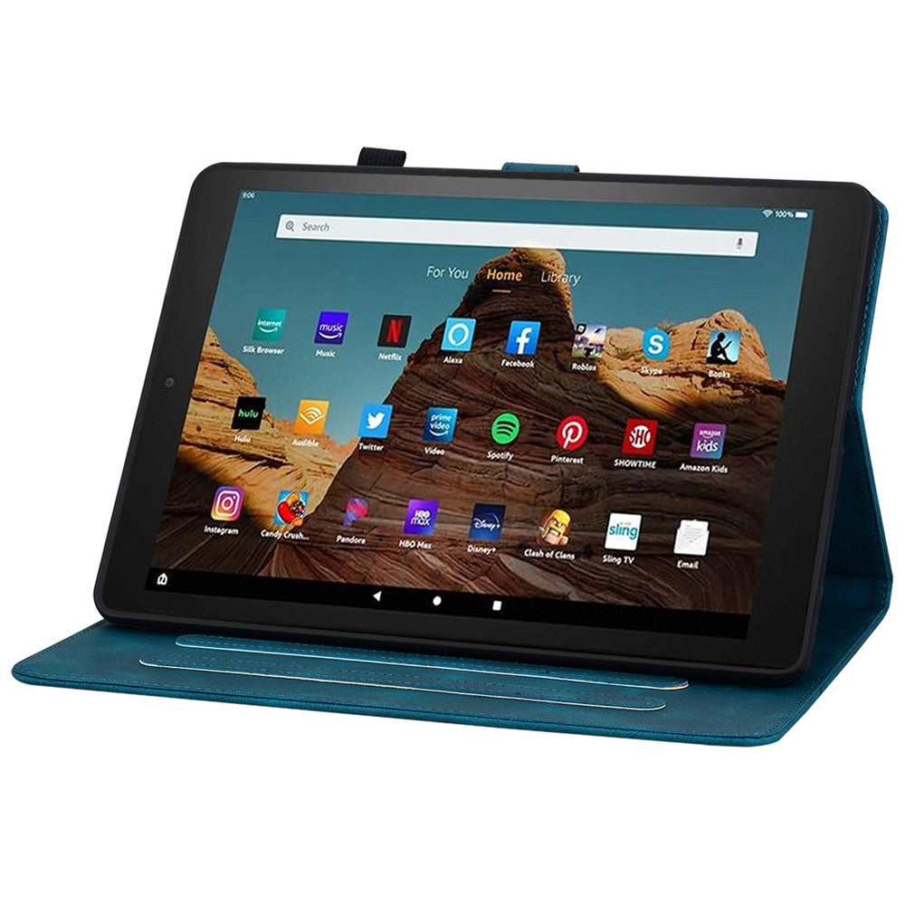 For Amazon Fire HD 10 (2023) Case with Card Slots Leather Tablet Cover Lily Flower