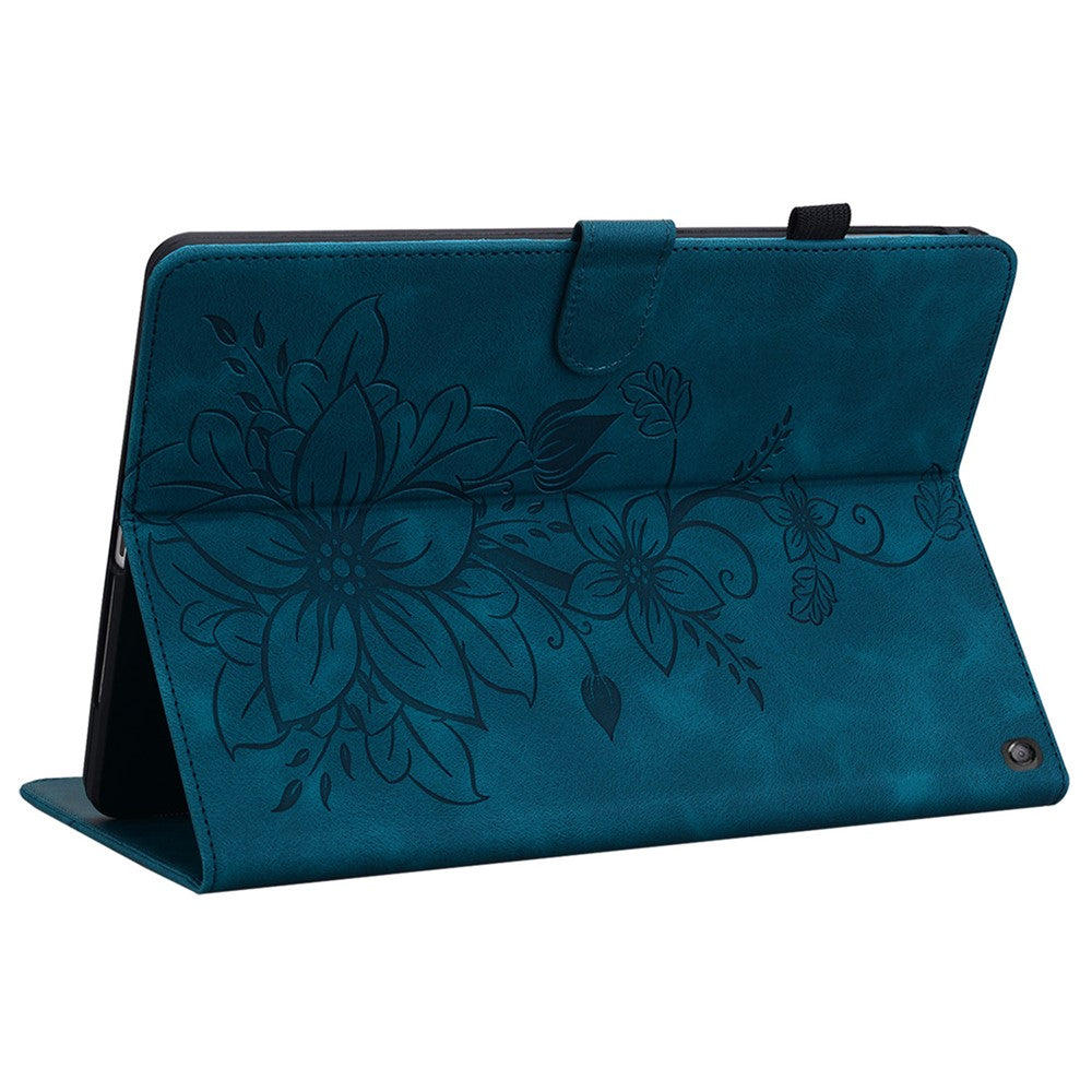 For Amazon Fire HD 10 (2023) Case with Card Slots Leather Tablet Cover Lily Flower