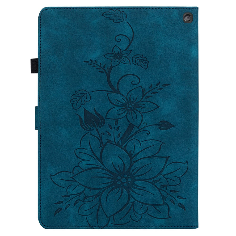 For Amazon Fire HD 10 (2023) Case with Card Slots Leather Tablet Cover Lily Flower