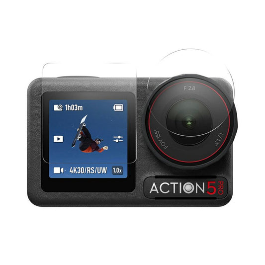 RURIHAI For DJI Osmo Action 5 Pro Lens Film + Screen Protector 0.2mm 2.5D High Aluminium-Silicon Glass Guard