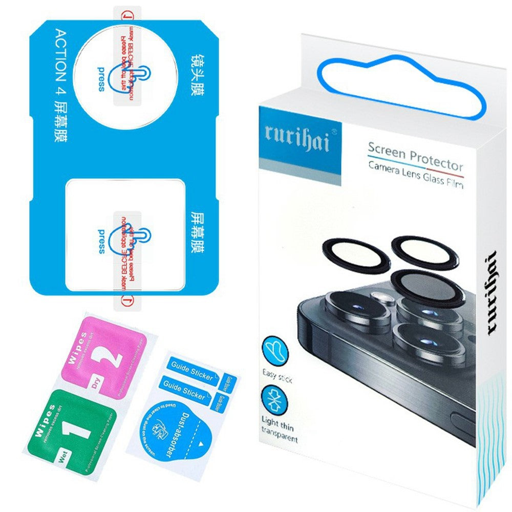 RURIHAI For DJI Osmo Action 4 Lens Film + Screen Protector 0.2mm 2.5D High Aluminium-Silicon Glass Guard