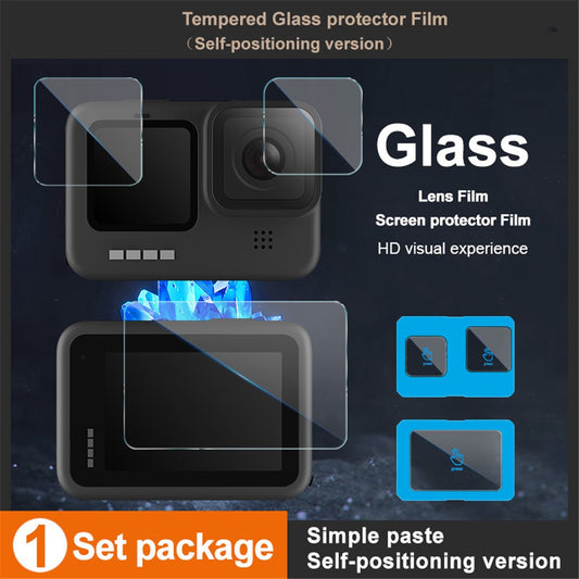 IMAK For GoPro Hero 12 Black Tempered Glass Screen Protector + Lens Film Set with Self Positioning Frame