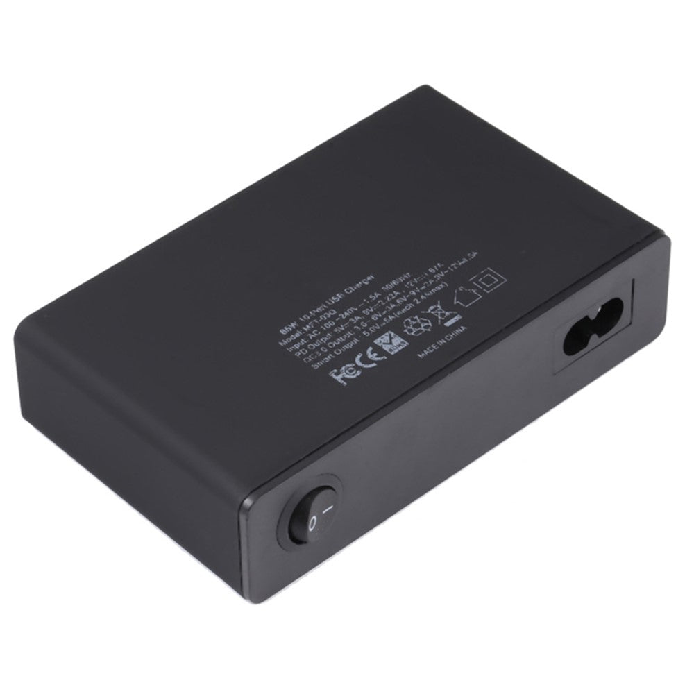 MFT-03Q USB Charger 10-Port 65W Multi-Port Type-C QC3.0 Charging Hub Compact Desktop Power Station