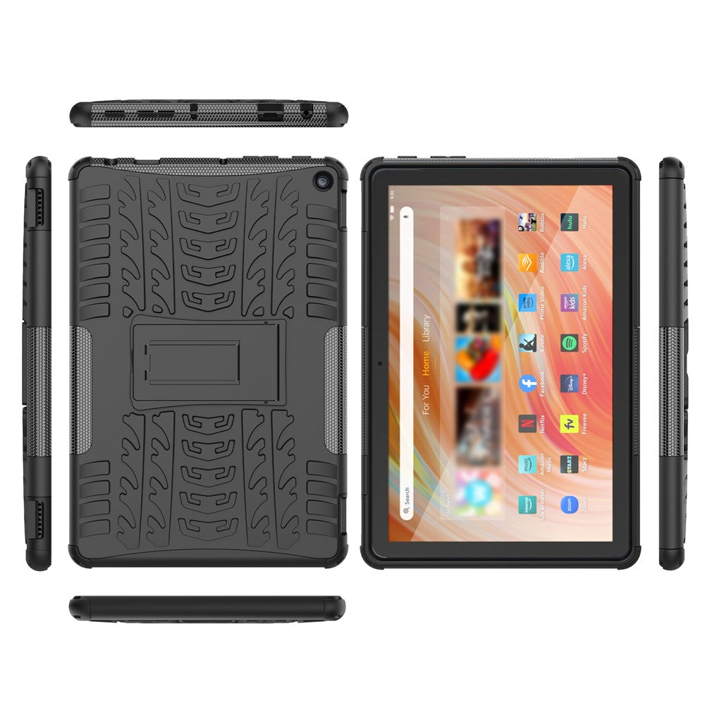 For Amazon Fire HD 10 (2023) Tablet Case Tyre Pattern PC+TPU Kickstand Cover