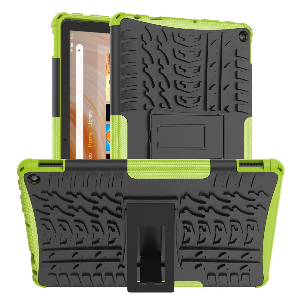 For Amazon Fire HD 10 (2023) Tablet Case Tyre Pattern PC+TPU Kickstand Cover