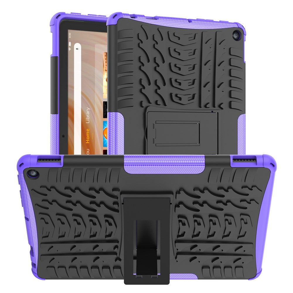 For Amazon Fire HD 10 (2023) Tablet Case Tyre Pattern PC+TPU Kickstand Cover