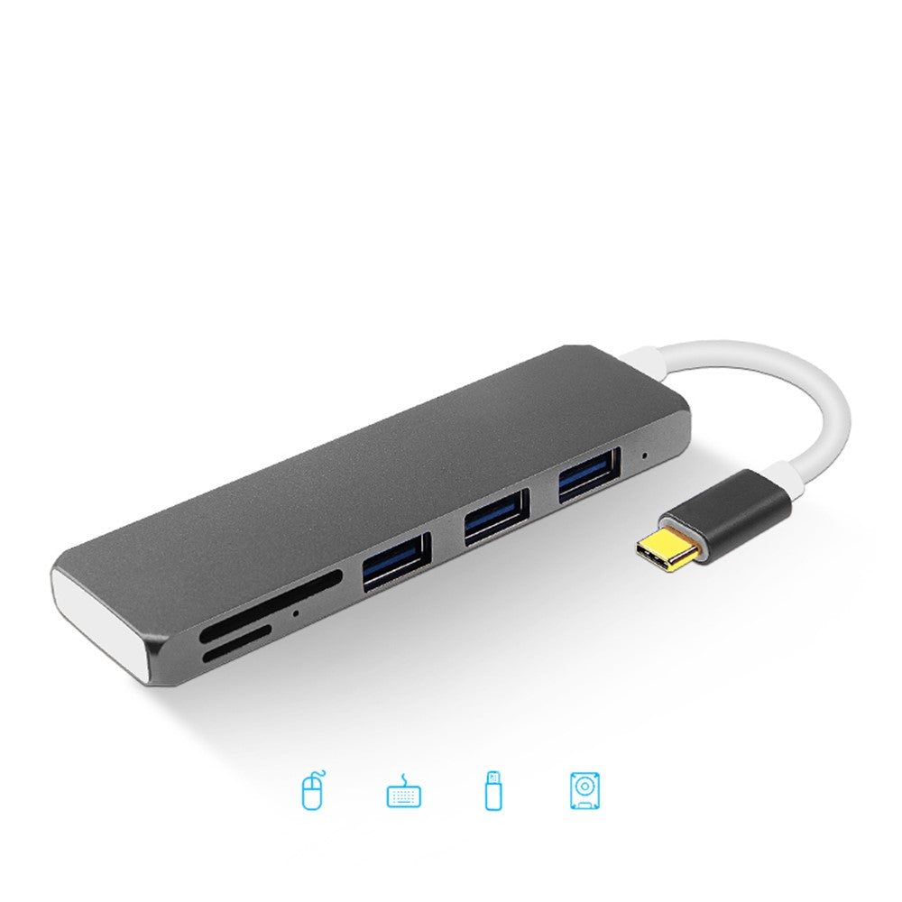 Type-C to USB3.0x3 + USB3.1(PD) + SD + Micro SD Converter Adapter
