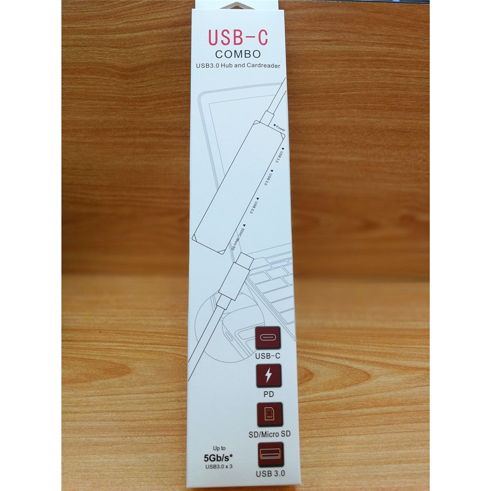 Type-C to USB3.0x3 + USB3.1(PD) + SD + Micro SD Converter Adapter