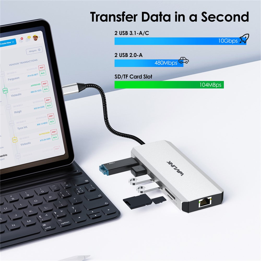 WAVLINK UMD306 USB-C Hub 12-In-1 Multi-Port Expansion Adapter RJ45 Ethernet Converter Support PD Charging