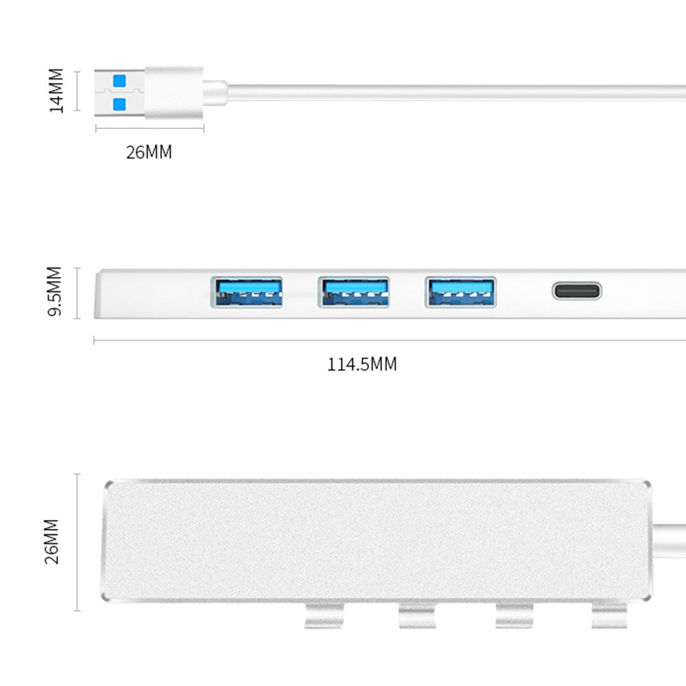 ADS-301A Laptop USB Hub Expander to USB-C+USB 3.0+3xUSB 2.0