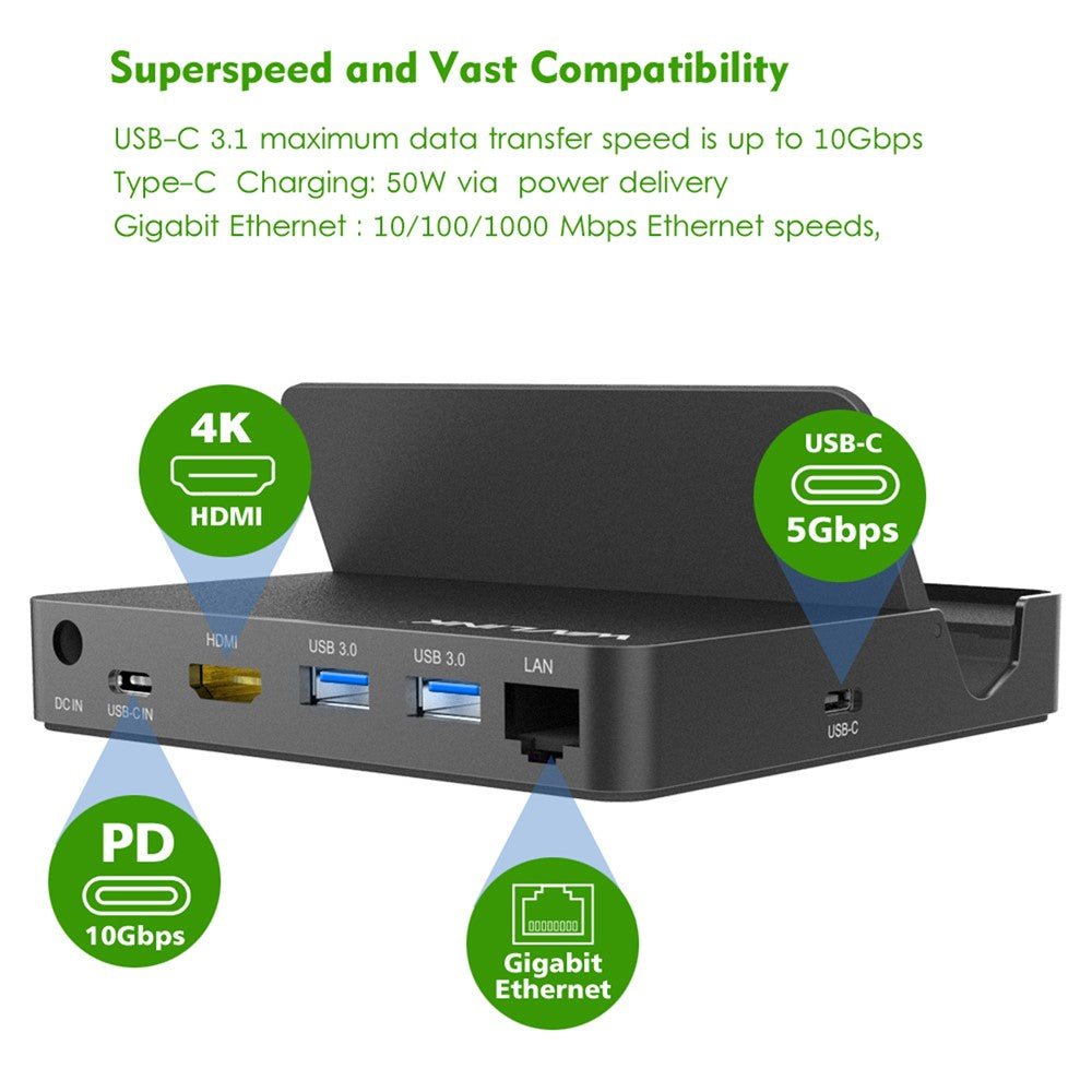 WAVLINK UHP3D01G 4K HD Docking Station Gigabit Ethernet USB 3.0 Multi-function Hub