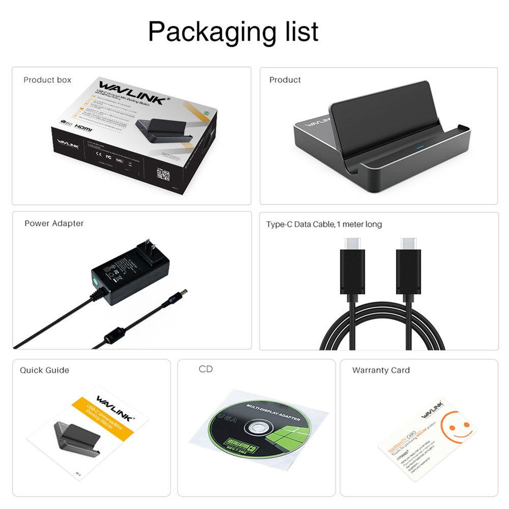 WAVLINK UHP3D01G 4K HD Docking Station Gigabit Ethernet USB 3.0 Multi-function Hub