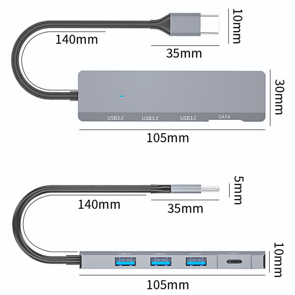 ADS-309C USB-C to Type-C + 3x USB 3.0 Splitter Hub Computer Docking Station with 13cm Cable