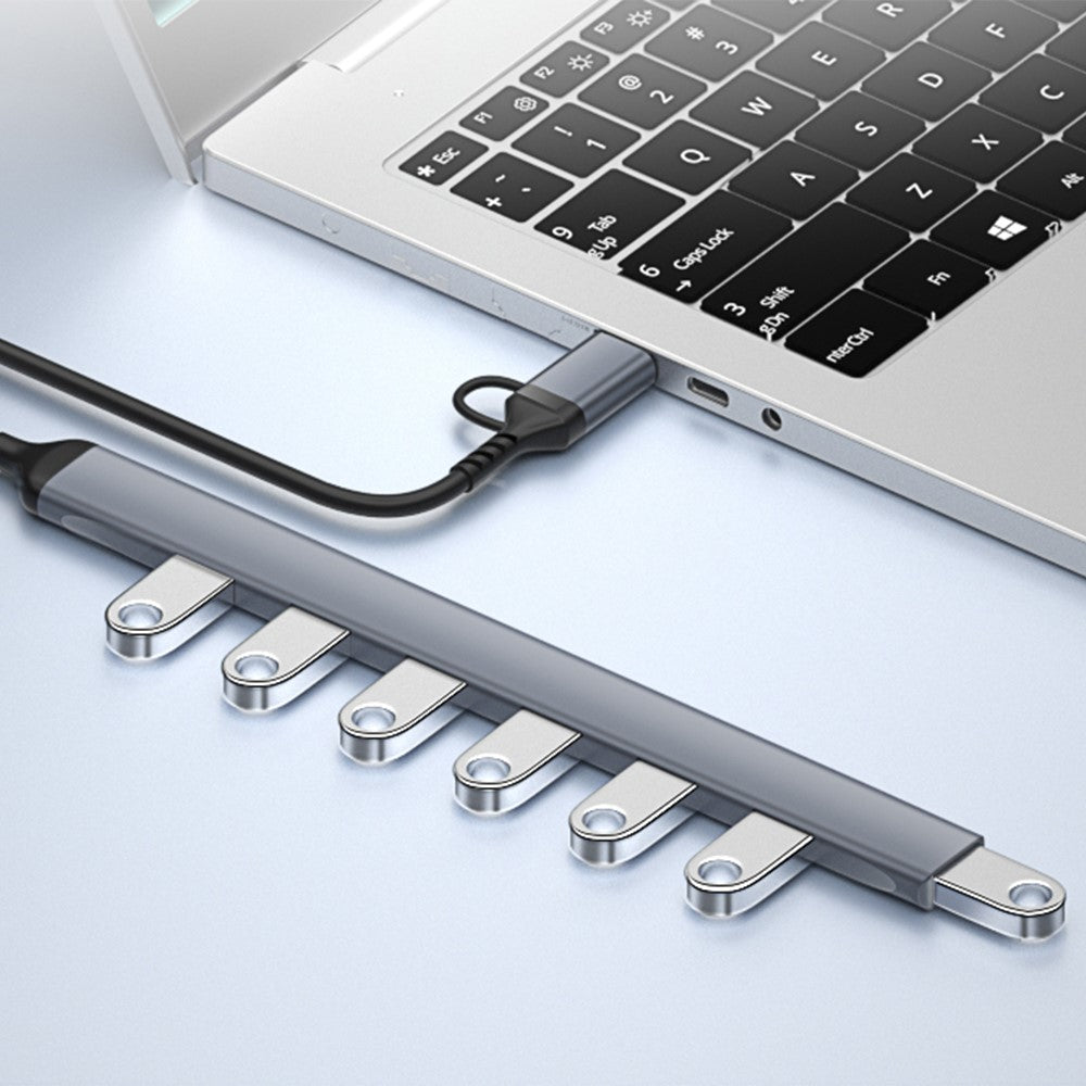 ADS-303D 7-in-1 Multifunctional Hub USB + Type-C to USB 3.0 + 6x USB 2.0 Splitter
