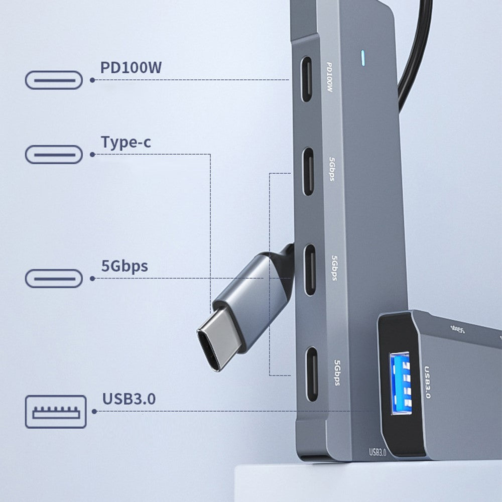 ADS-311C 5-Port Hub Type-C Hub Adapter Support PD 100W Fast Charging Converter