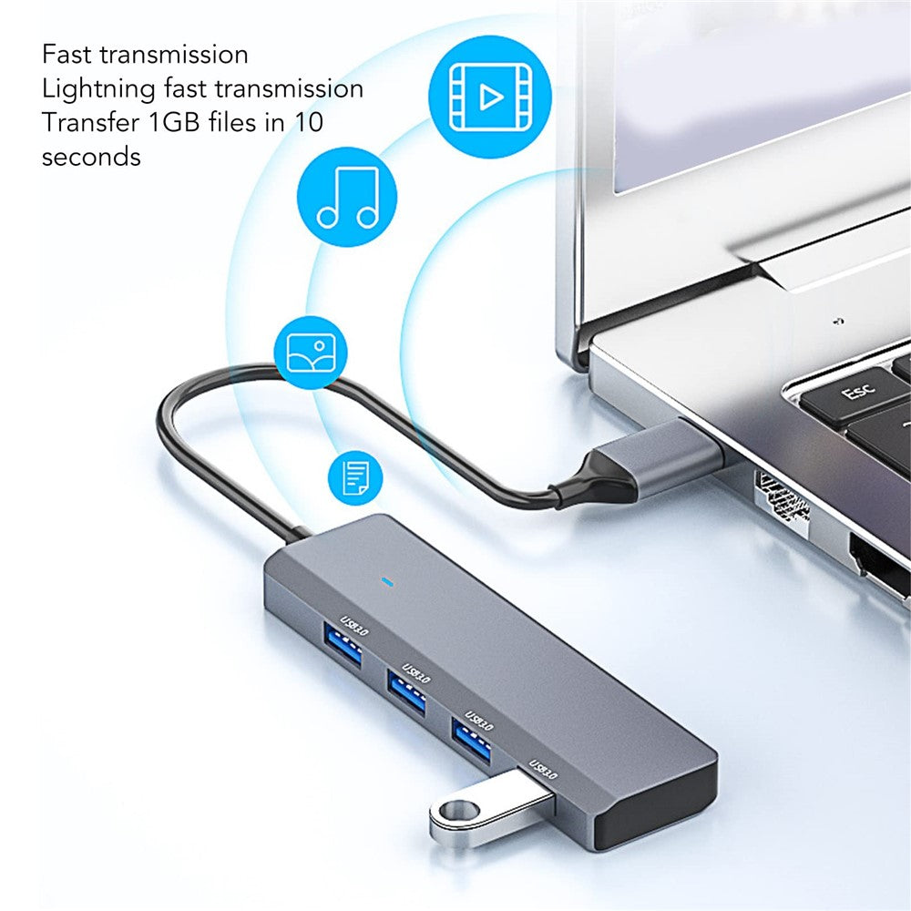 ADS-305A USB to 4 X USB3.0 Docking Station USB Hub Aluminum Alloy Adapter
