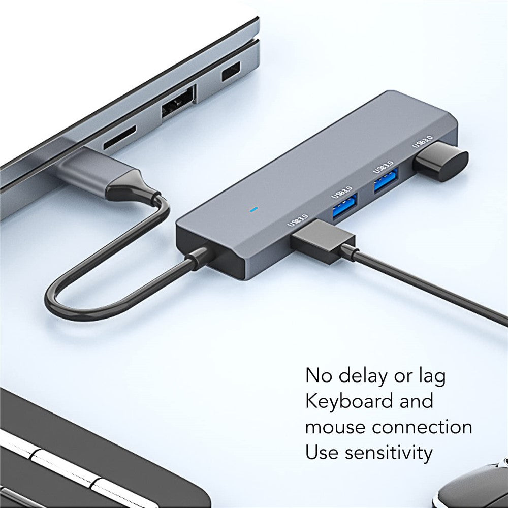 ADS-305A USB to 4 X USB3.0 Docking Station USB Hub Aluminum Alloy Adapter