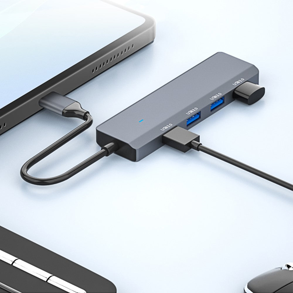 ADS-305C Type-C to 4 X USB3.0 USB Hub Splitter Aluminum Alloy Laptop Phone Adapter