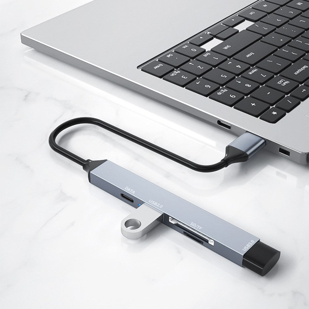 ADS-806A 5-in-1 USB-A to USB3.0 + USB2.0 + Type-C + SD / TF Slot USB Hub Splitter