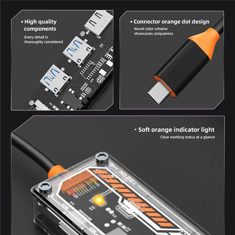 SW6V USB-C Expansion Hub to PD 3.0 100W+HD Output+VGA+USB 3.0+USB 2.0+3.5mm Audio Port