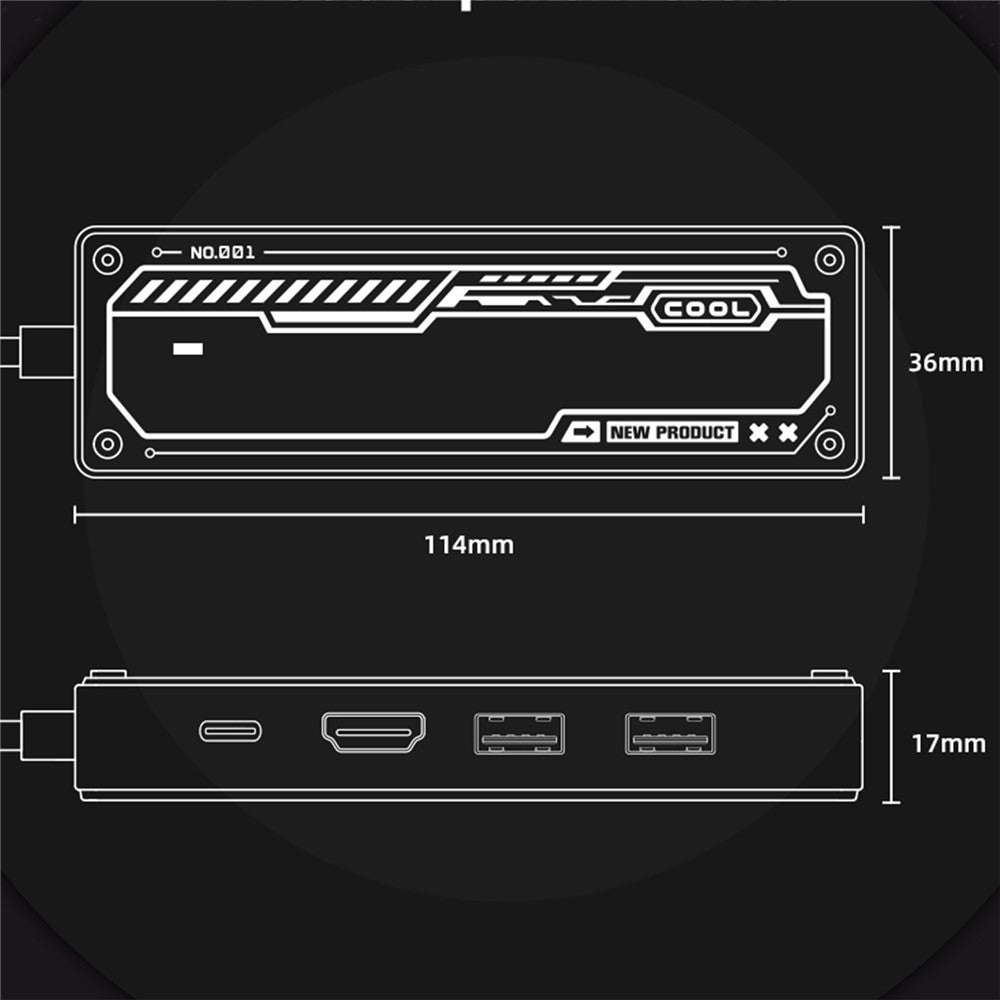 SW6V USB-C Expansion Hub to PD 3.0 100W+HD Output+VGA+USB 3.0+USB 2.0+3.5mm Audio Port