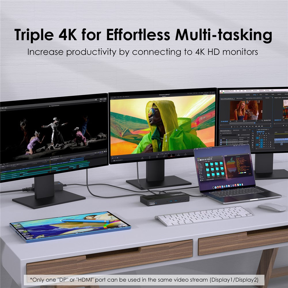 WAVLINK UG69PD25 Pro Triple 4K Display Laptop Docking Station with 100W PD Charging