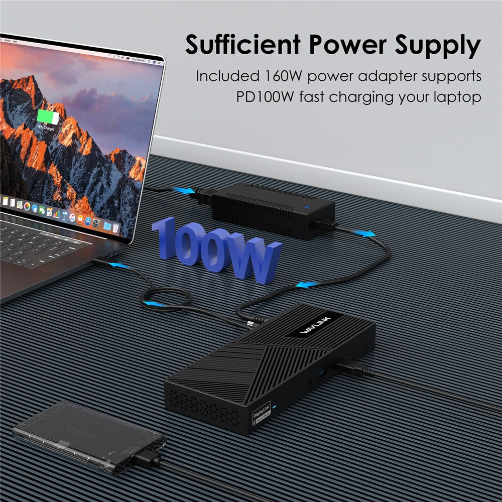 WAVLINK UG69PD25 Pro Triple 4K Display Laptop Docking Station with 100W PD Charging
