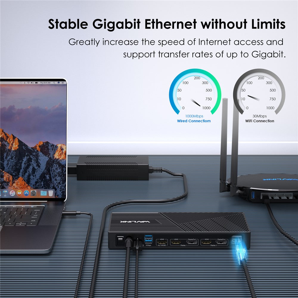 WAVLINK UG69PD25 Pro Triple 4K Display Laptop Docking Station with 100W PD Charging